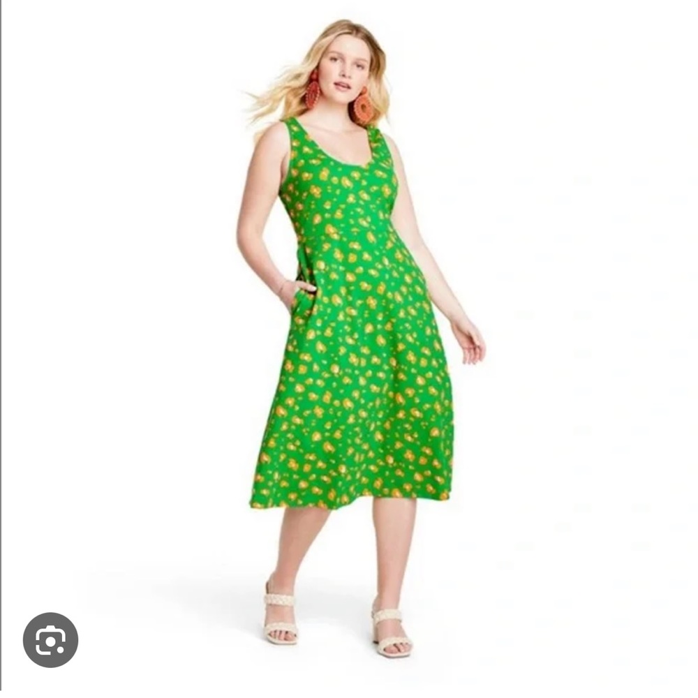 Tabitha Brown for Target Green Leopard cotton dress